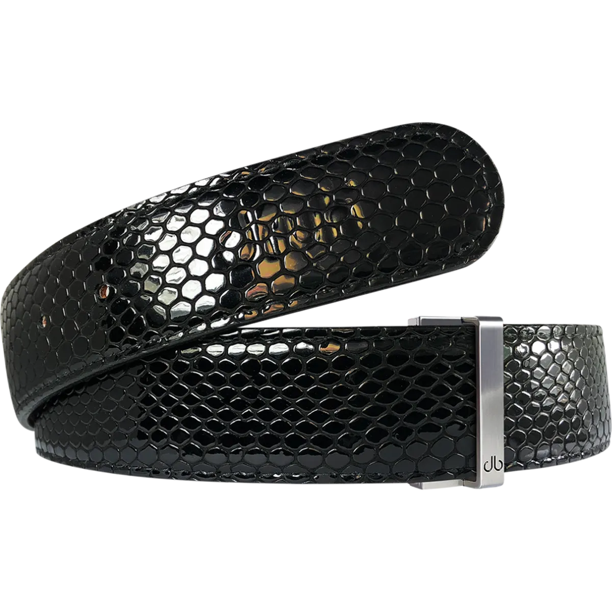 Black Snakeskin Leather Belt