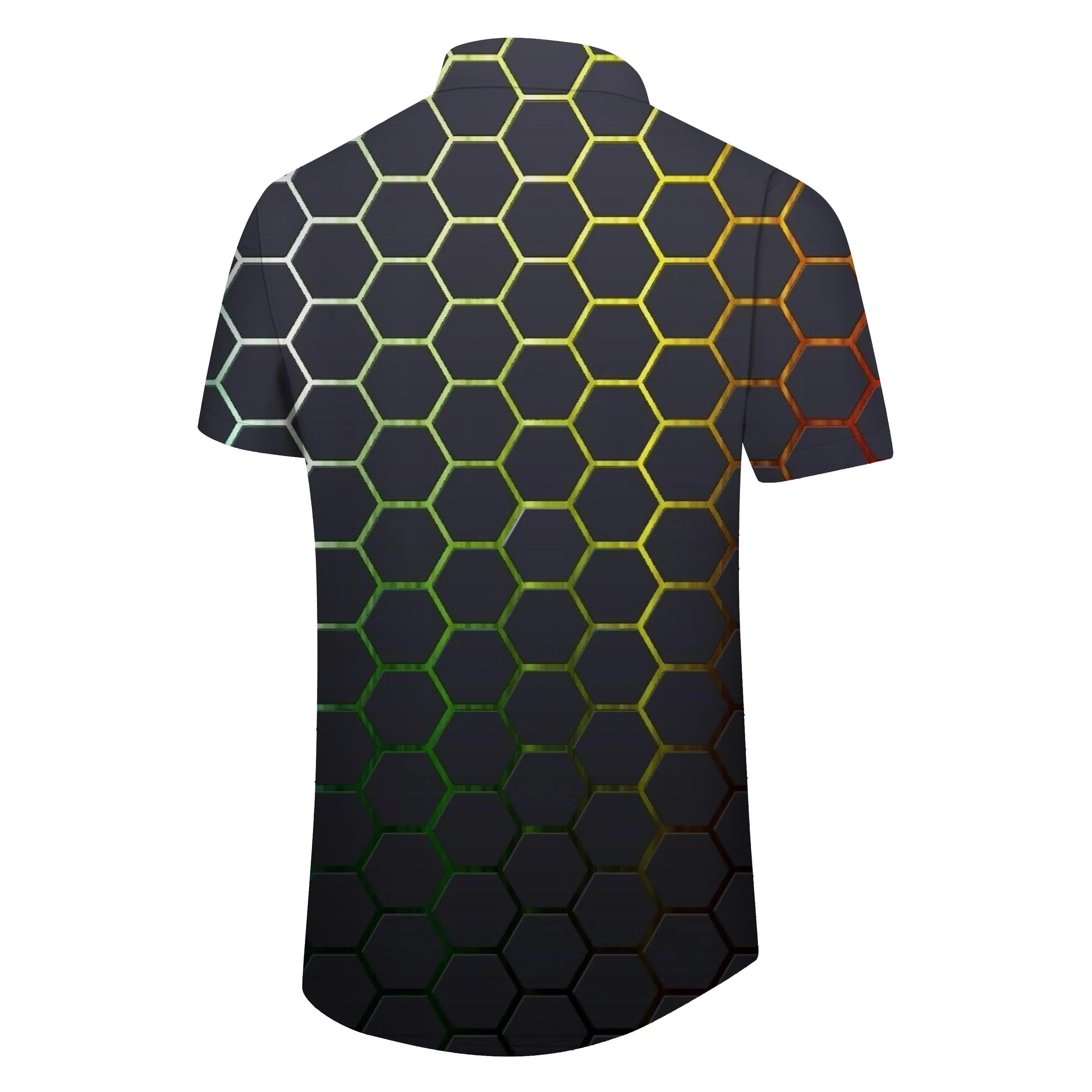 Fish Fillet Abstract Hawaiian Casual Men's Button Print Short Sleeve Beachwear Geometric Shirt Black