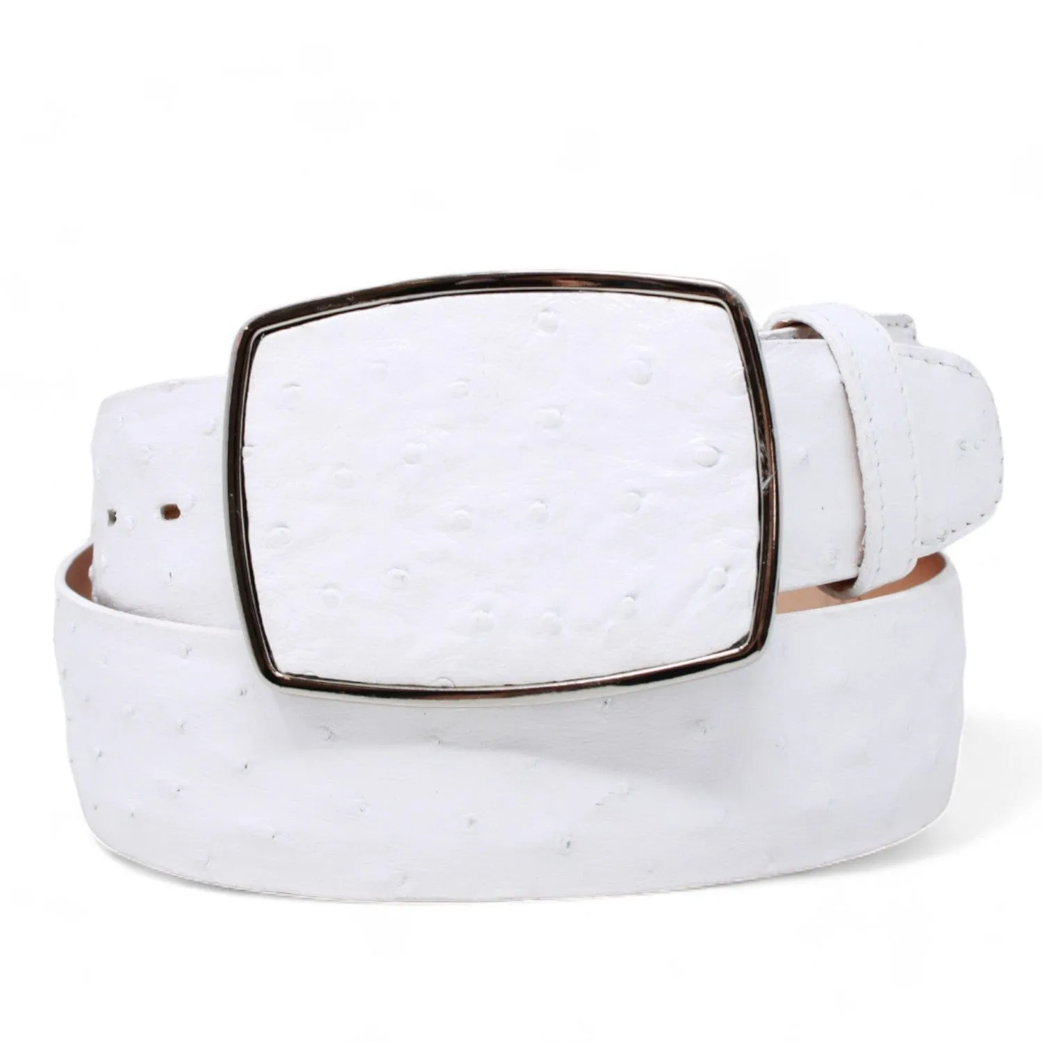 Men's Los altos Ostrich Cowboy Belt White
