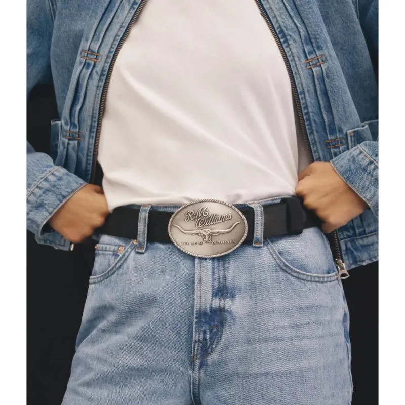 R.M.Williams Logo Mens Belt Buckle - Silver