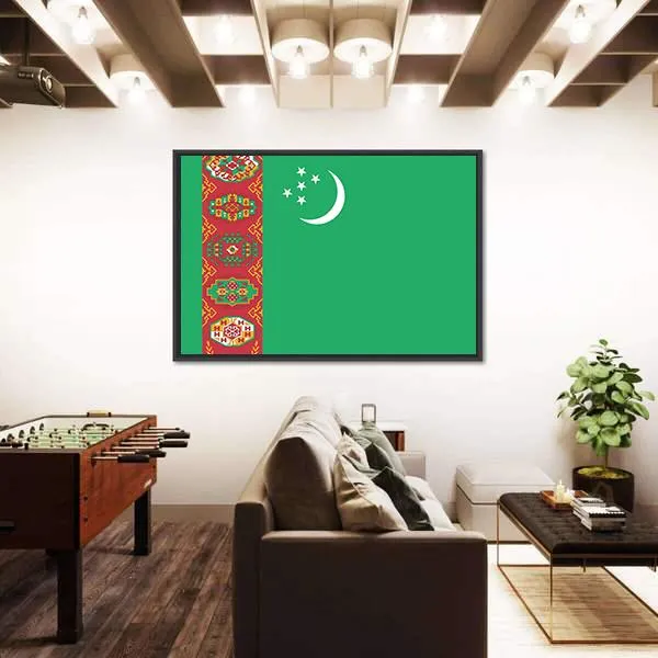 Turkmenistan Flag Canvas Wall Art