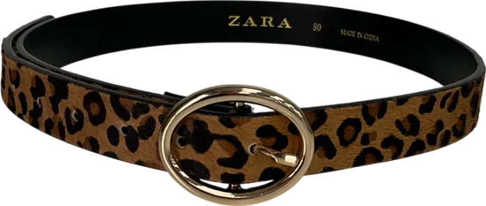 ZARA Brown Leopard Print Belt UK 8